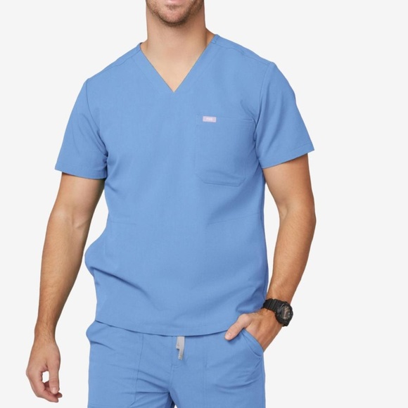 Figs Shirts Chisec 3pocket Scrub Top Mens Xs Ceil Blue Poshmark